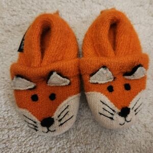 Garnet Hill Orange Boiled Wool Fox Slippers